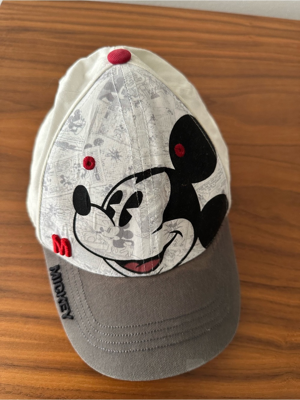 Disney White Cap with Navy Logo and Red Vent Detail